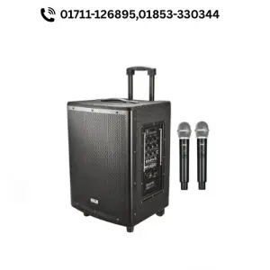 ABX-800 60-Watt Ahuja Portable Active Speaker With dual Hand Wireless Microphone with Rechargeable Battery
