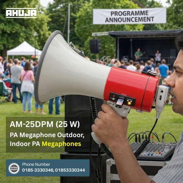 Ahuja AM-25DPM (25W) PA Megaphone – Powerful Indoor & Outdoor Sound Solution